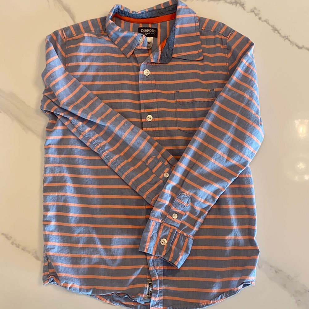 Boys blue and orange button down